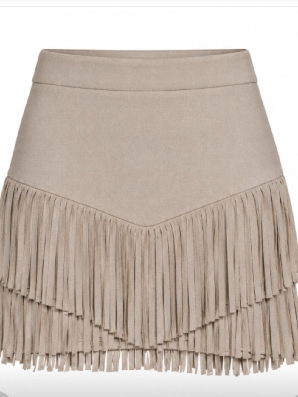 Altar'd State Beige Faux Suede Fringe Mini Skirt Western Boho Size Medium